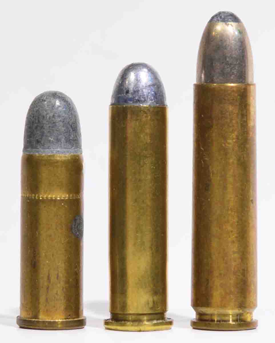 For comparison, the .300 Rook falls between the .32 S&W Long (left) and the .30 Carbine (right).